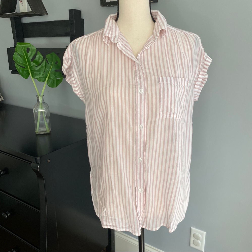 American Eagle Pink & White Short Sleeve Top Sz XS